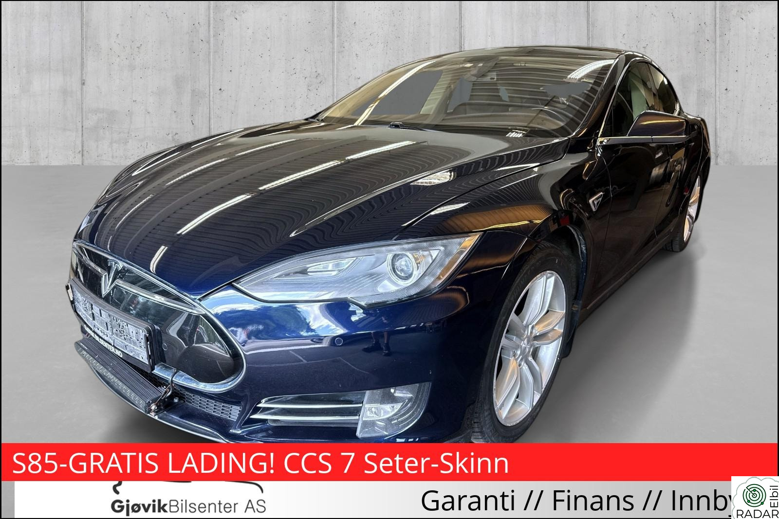 TESLA MOTORS MODEL S S85-GRATIS LADING! CCS 7 Seter-Skinn