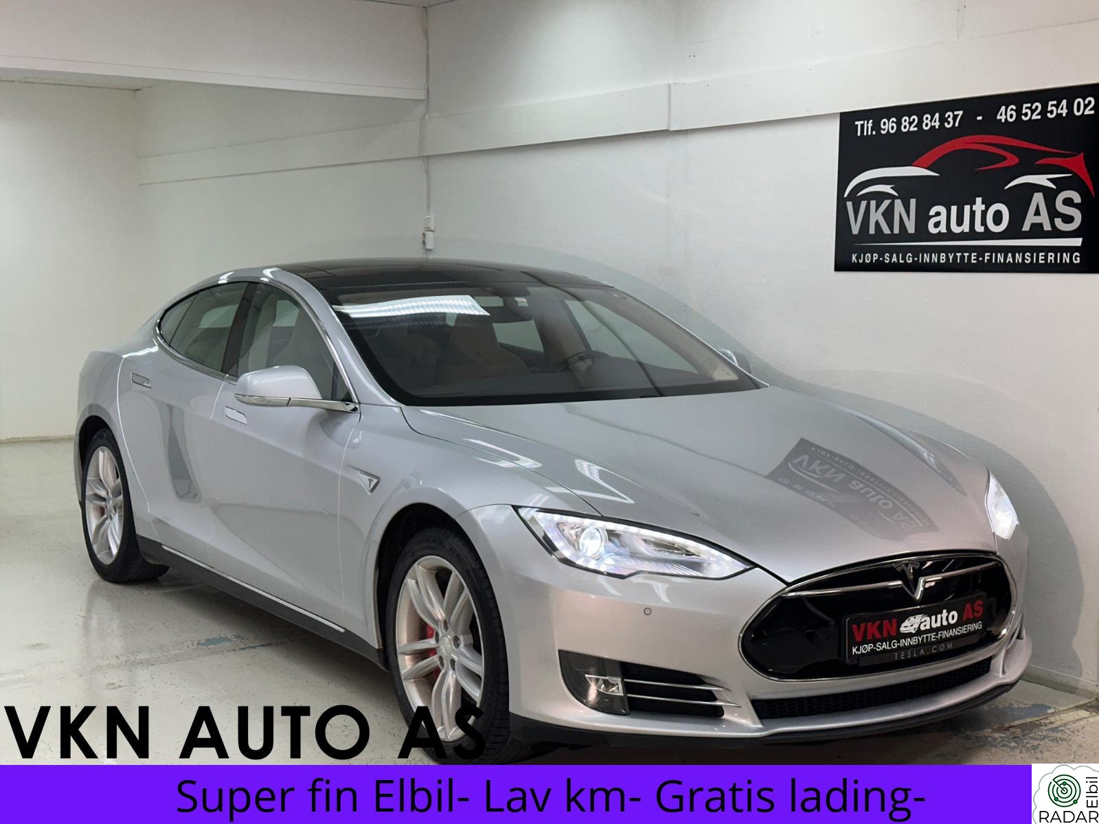 TESLA MOTORS MODEL S P85 - 2014 - Kun 68 000 km - Lys skinn - Sølv metallic