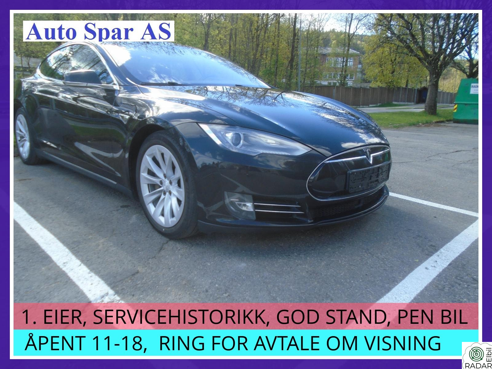 TESLA MOTORS Model S 525 HK 470 KM SKINN, PANORAMA EU-GODKJ TIL APRIL 2028