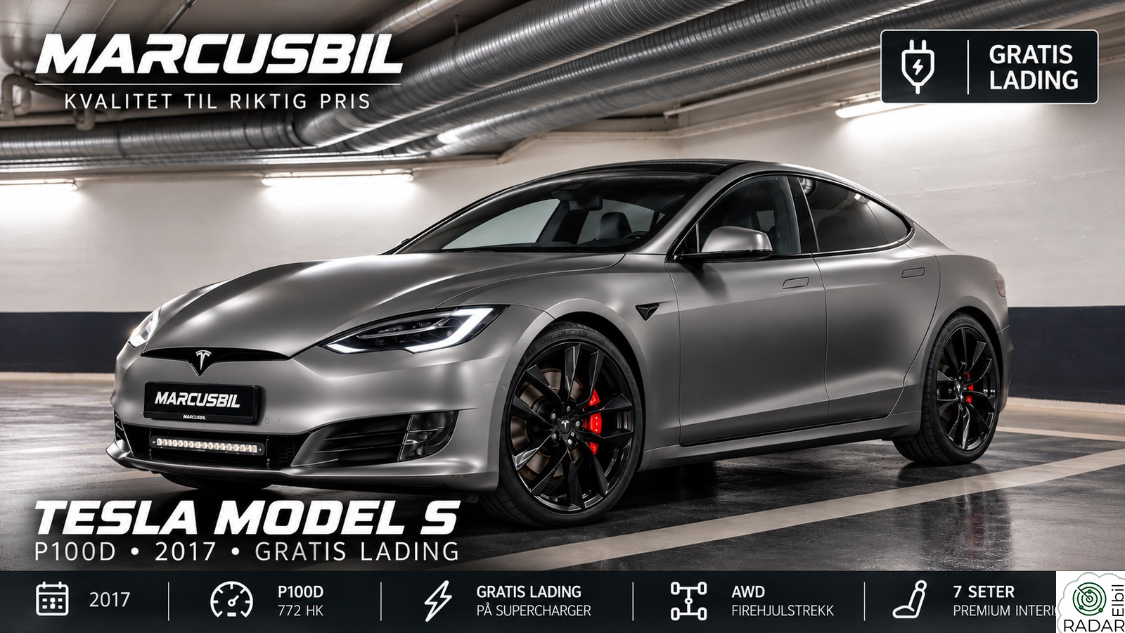 TESLA MOTORS Model S P100D 7-seter / Gratis SC / FSD