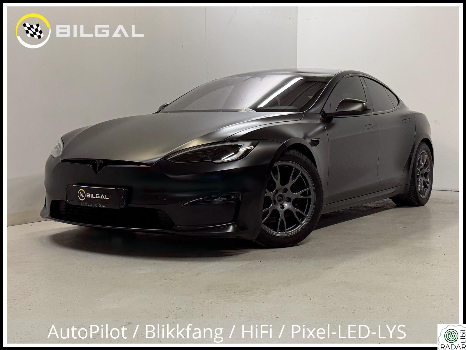 TESLA Model S PLAID 1020HK Sort-Satin Helfoliert VentilerteSeter 21"