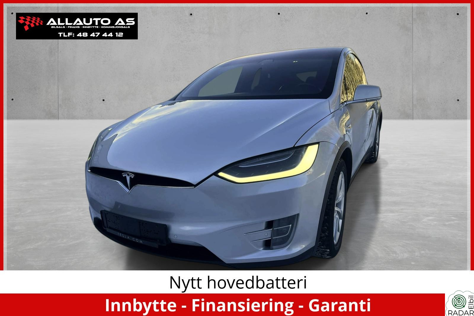 TESLA Model X 75D/525Hk/Navi/7-seter/D-skinn/Krok/Vinterpakke +++