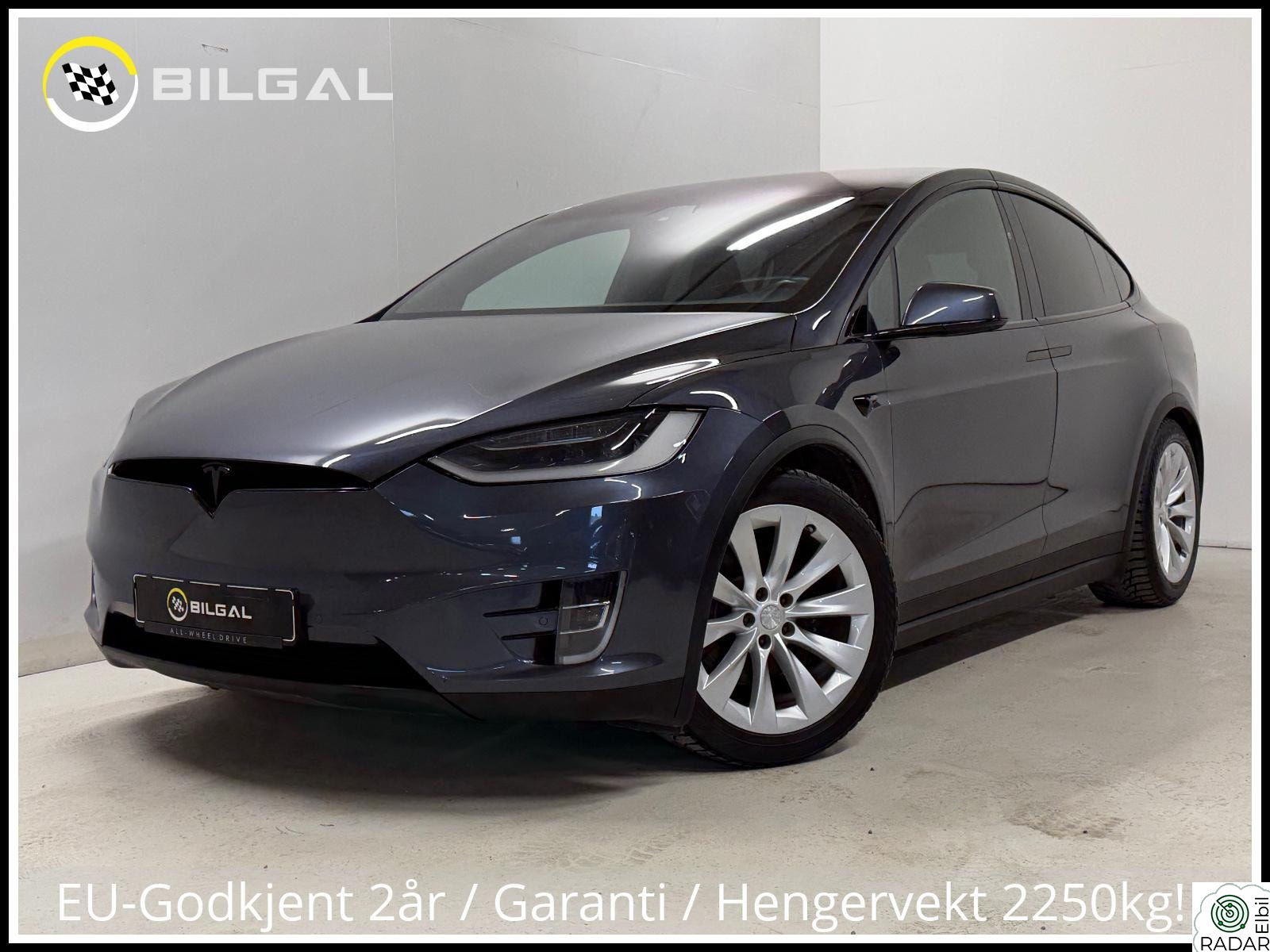 TESLA Model X 75D 525HK 4x4 SortOptikk 7Seter Hengerfeste AutoPilot
