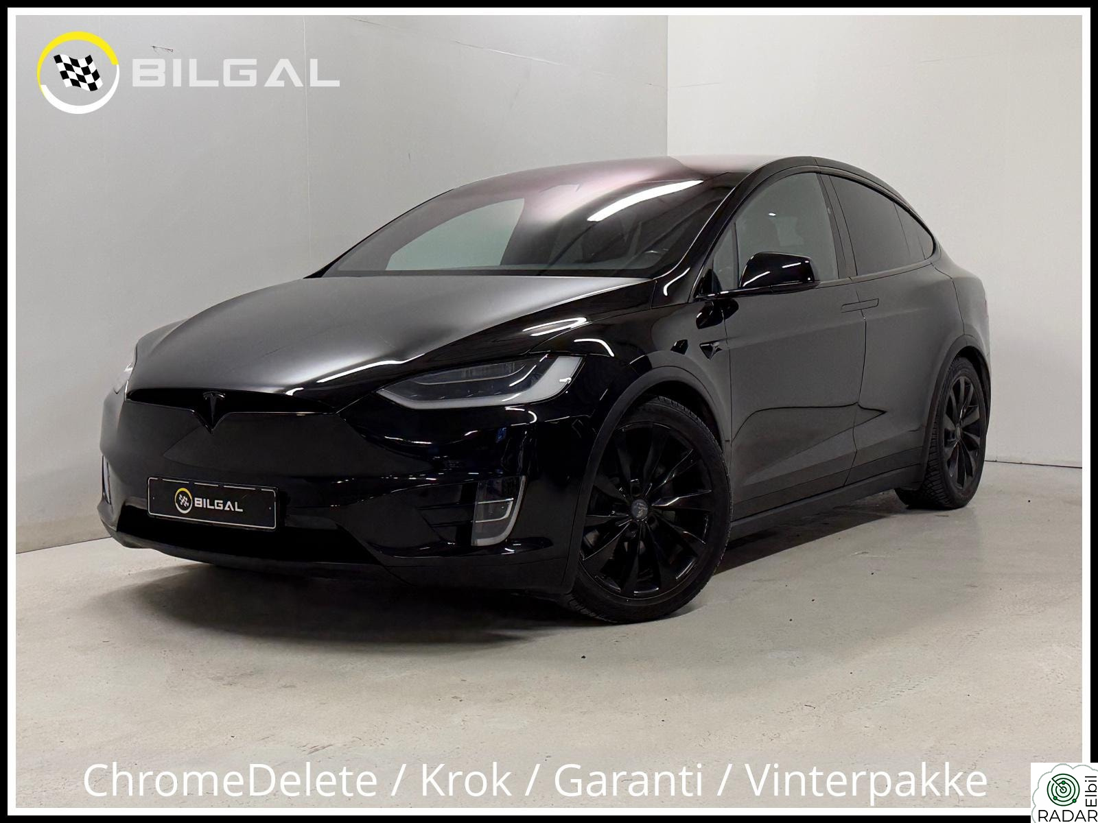 TESLA MOTORS Model X 75D 525HK 4X4 HelSort Skinn Panorama 7-Seter Luft 22tom