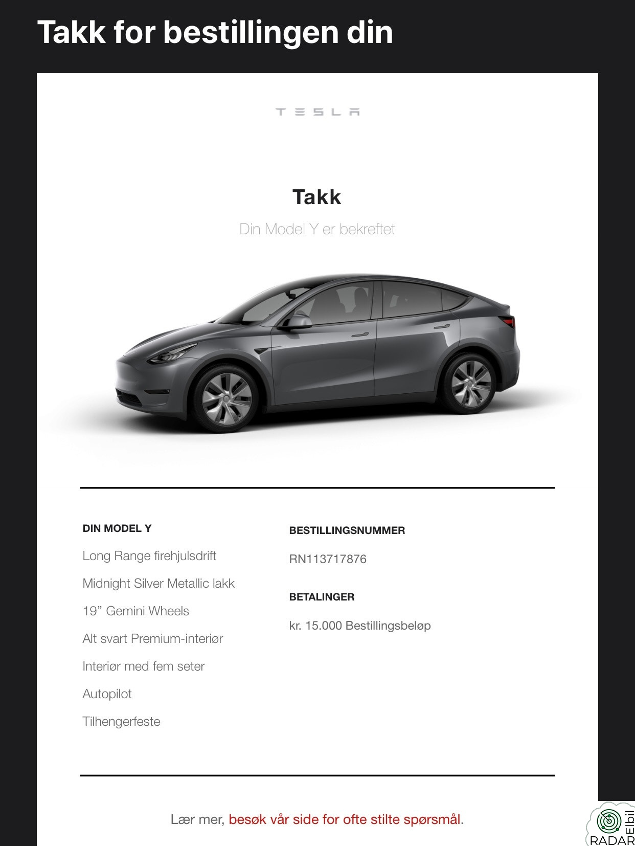 TESLA Model Y Long Range AWD - Black Friday tilbud