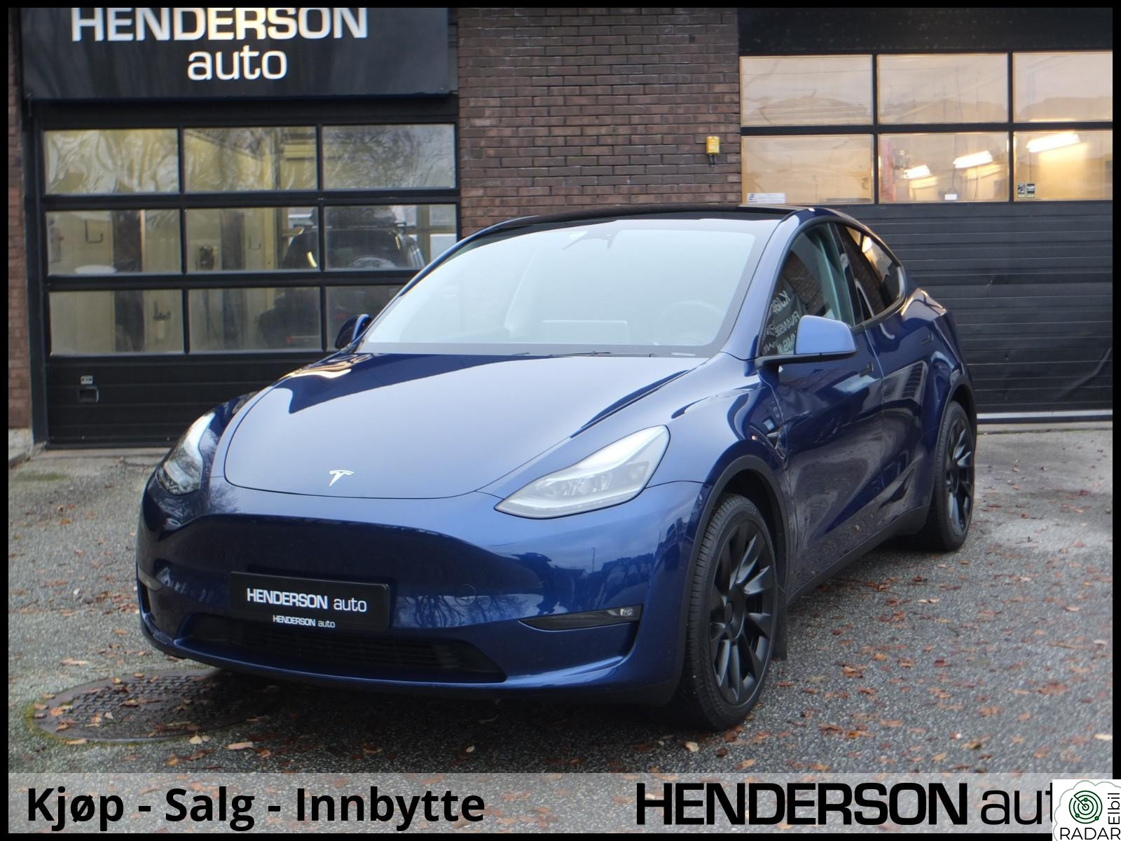 TESLA Model Y Long Range AWD Premium Lav km/Skinn/Krok/Blå metallic++