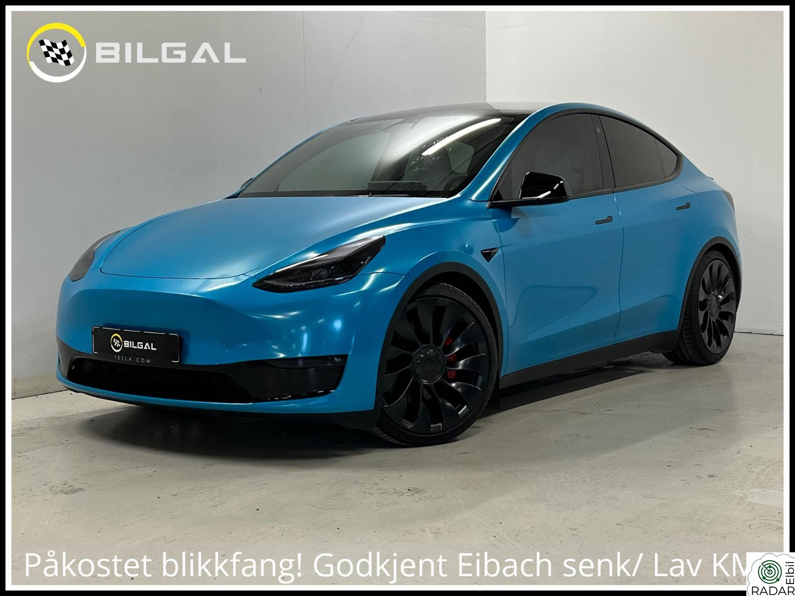 TESLA Model Y Performance 534HK 4x4 SortOptikk HelFoliert Senket 21"