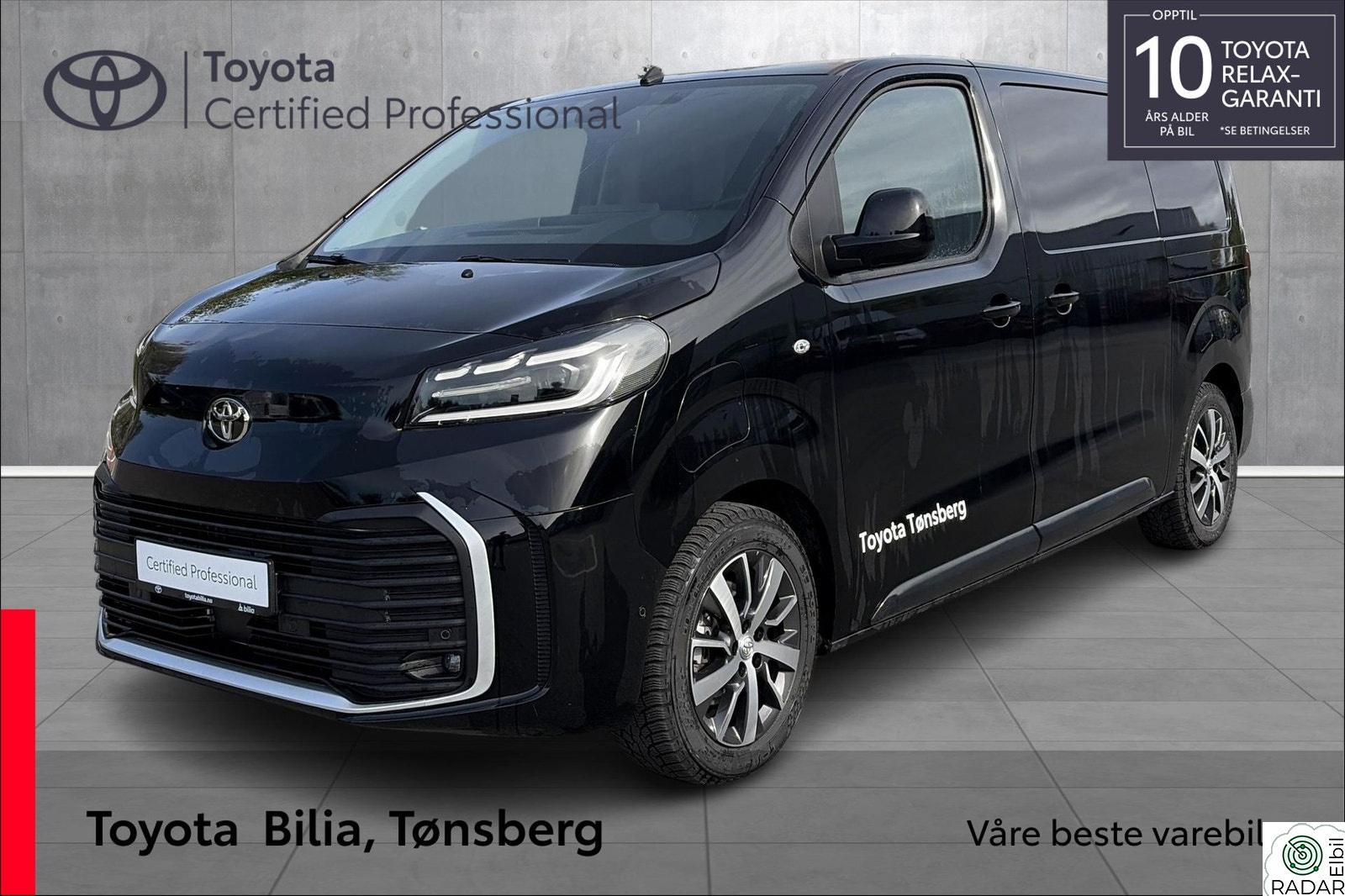 TOYOTA PROACE L1 Comfort, svart. WLTP 353km, hengerfeste