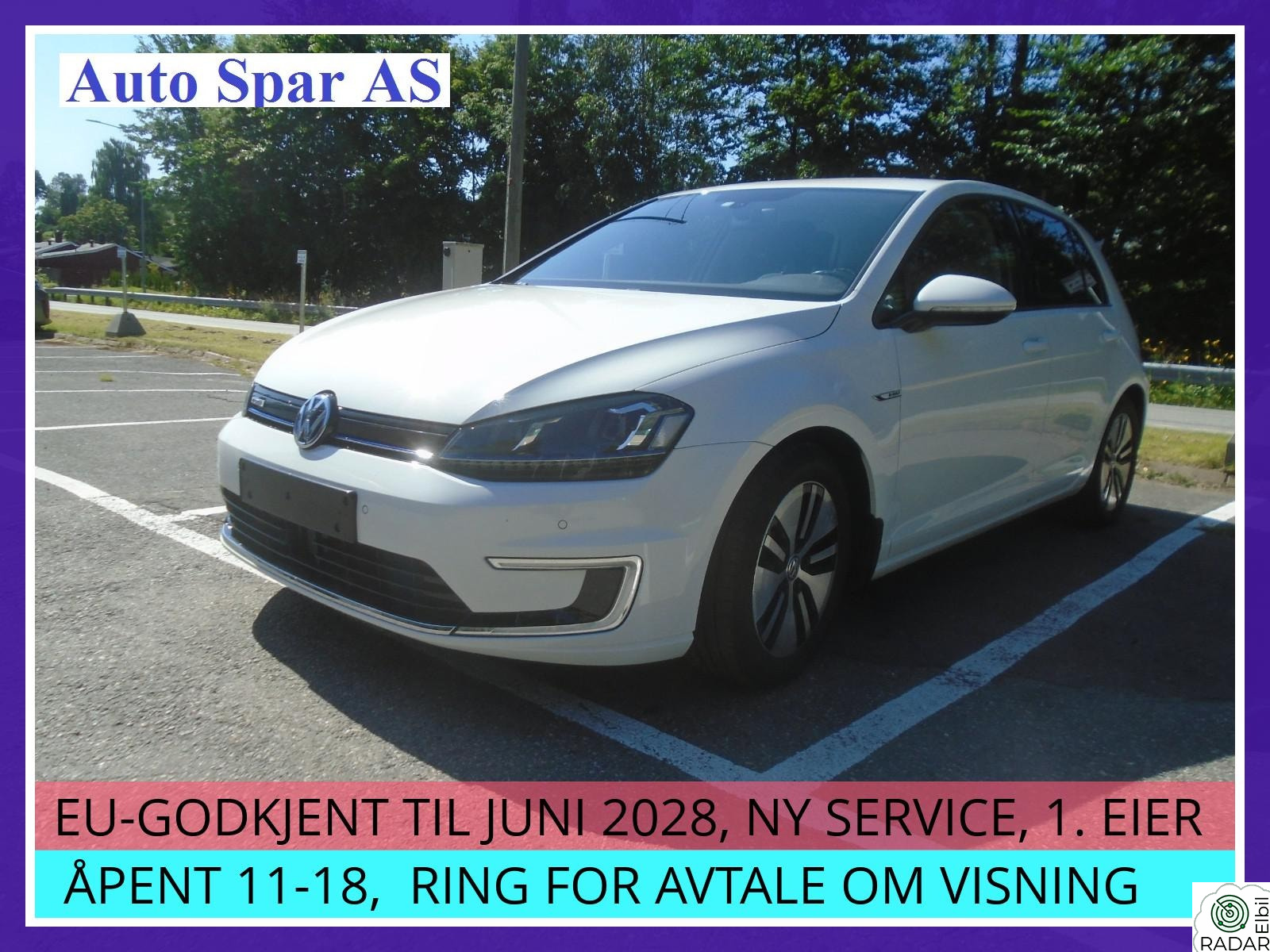 VOLKSWAGEN GOLF E-GOLF 116 HK AUTOMAT, RYGGEKAMERA, 6 MND GARANTI, PEN
