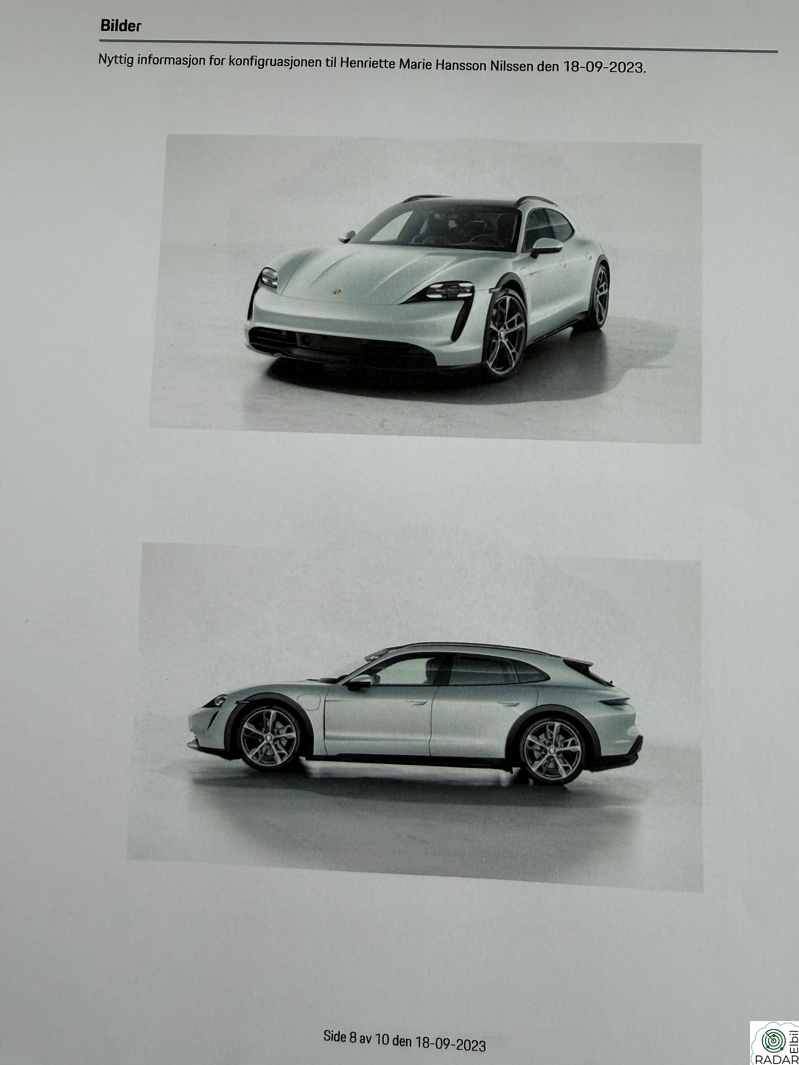 PORSCHE Taycan 4 4 Cross Turismo Pris kr. 14900.-