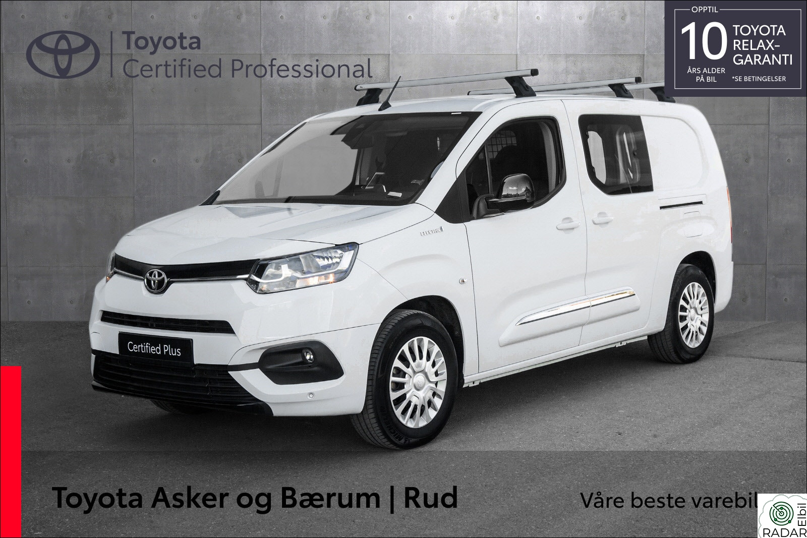 TOYOTA Proace City Electric Electric 50 kWt Comfort L2 tilhengerfeste og takststiv