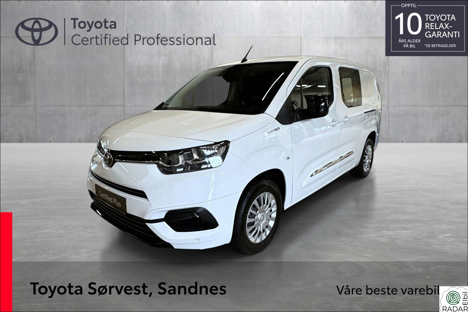 TOYOTA Proace City Electric Lang L2 Elektrisk (50kWt) Comfort sidehengslet bakdører