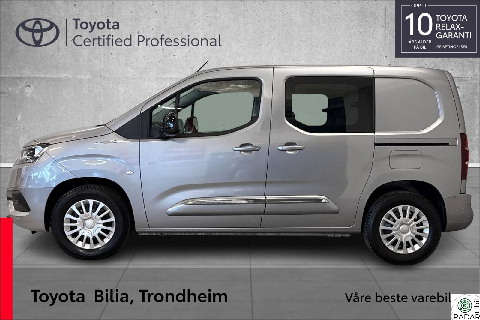TOYOTA Proace City Electric (L1) 2 skyvedører (50kWt) Comfort Plus sideh bakdør