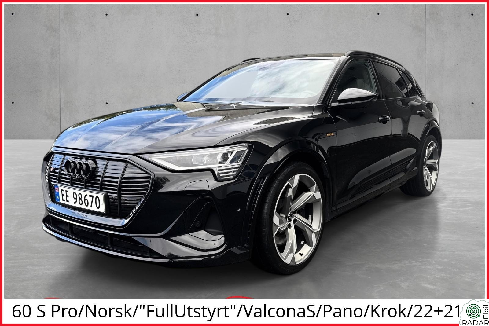 AUDI E TRON S 60 S Pro/Norsk/"FullUtstyrt"/ValconaS/Pano/Krok/22+21"