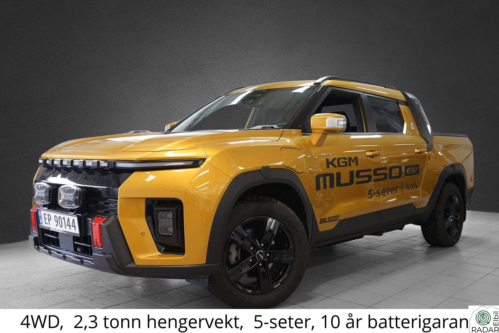 KG MOBILITY MUSSO EV 5-seter | 7.års garanti | Ekstralys | Krok | Rullelokk