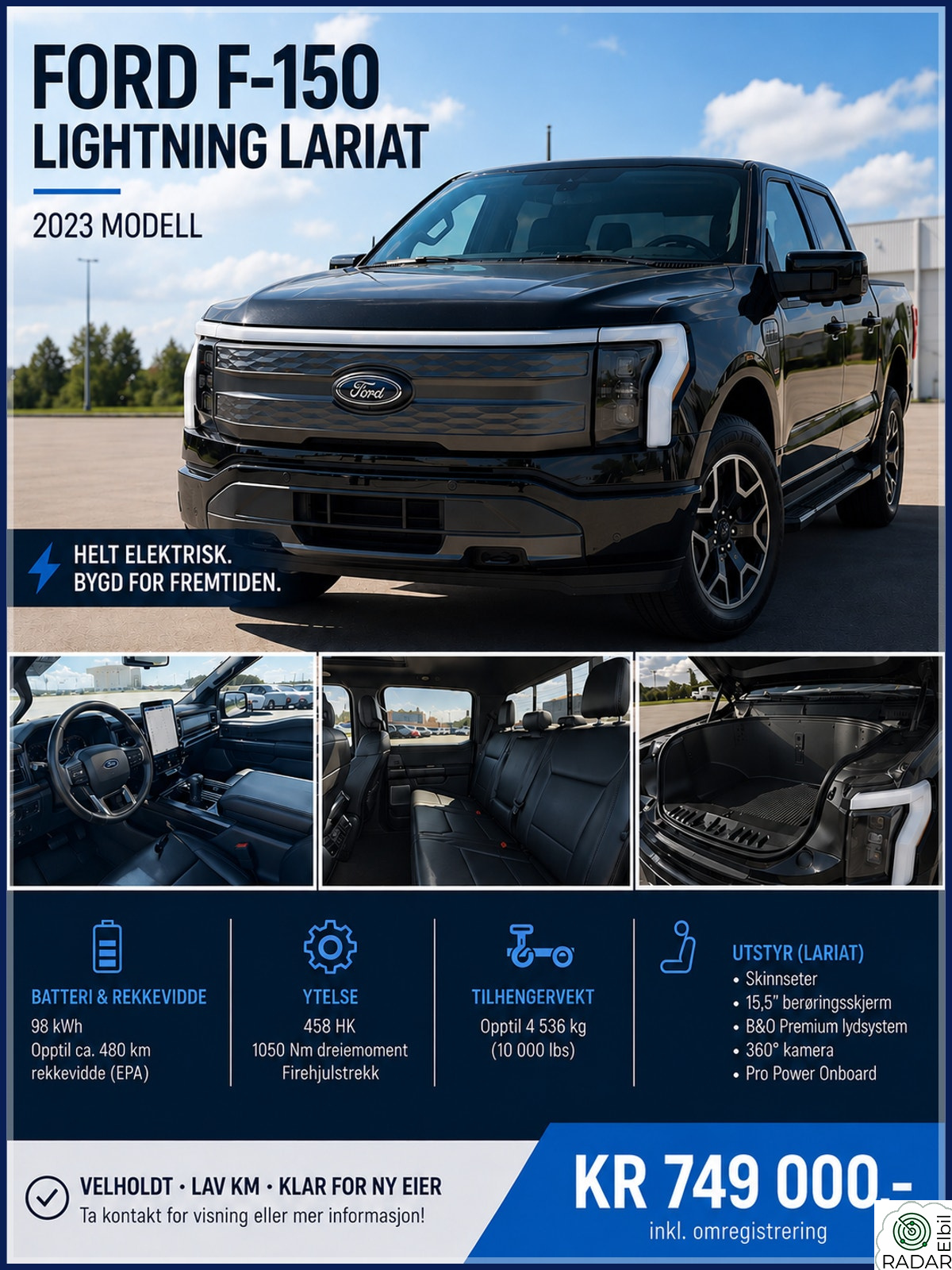 FORD F150 LIGHTNING F150 Lightning Lariat Ryggekamera 5Seter