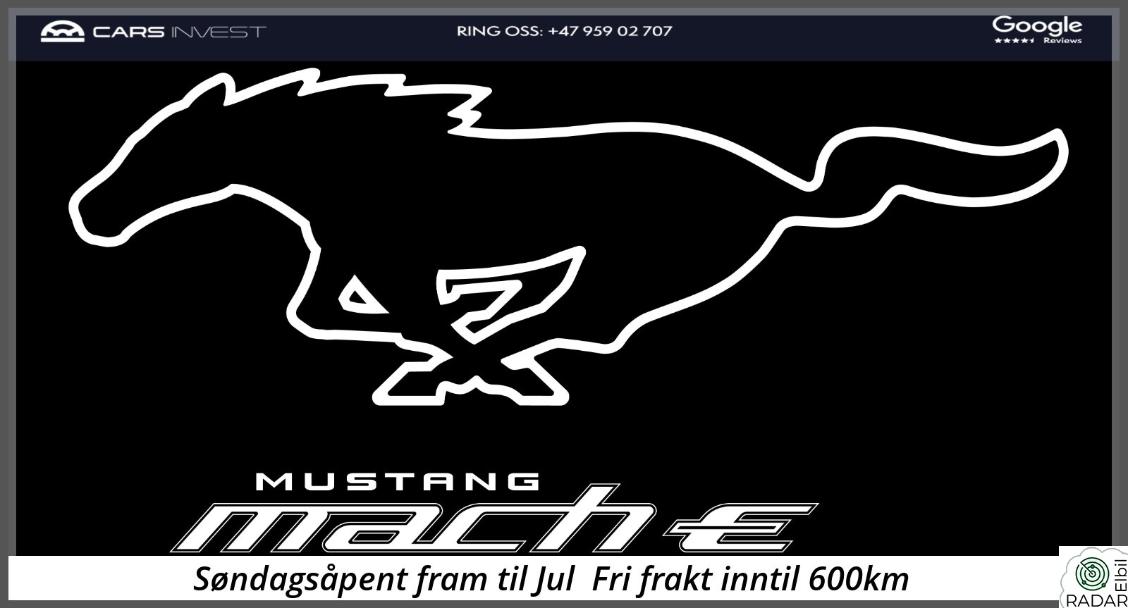 FORD Mustang Mach-E 440km Rekkevidde Skinn|Ryggekamera|Carplay