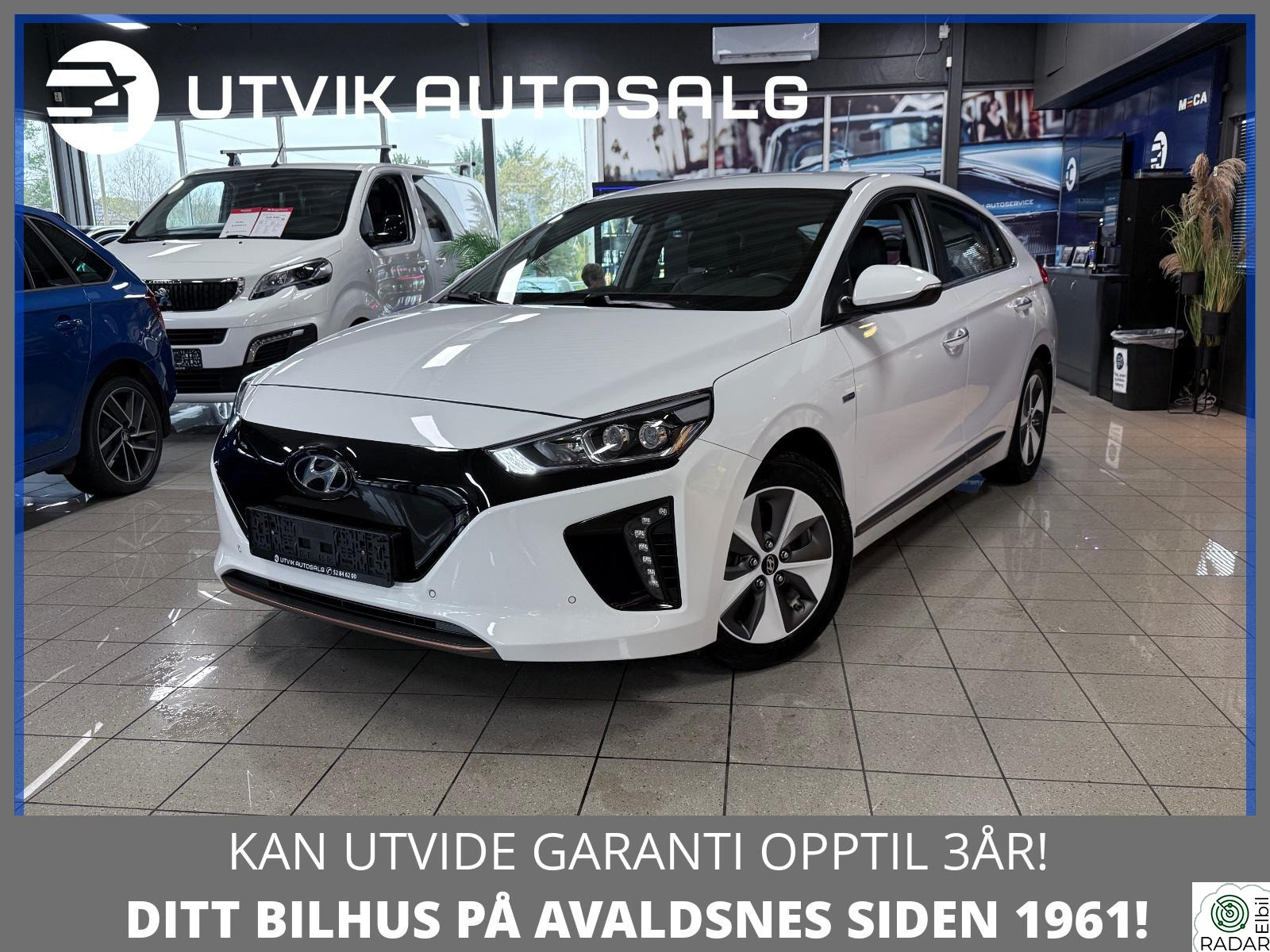 HYUNDAI IONIQ 30KWH 280KM PREMIUM/SKINN/NAVI/KAMERA/ACC/1 EIERS BIL!
