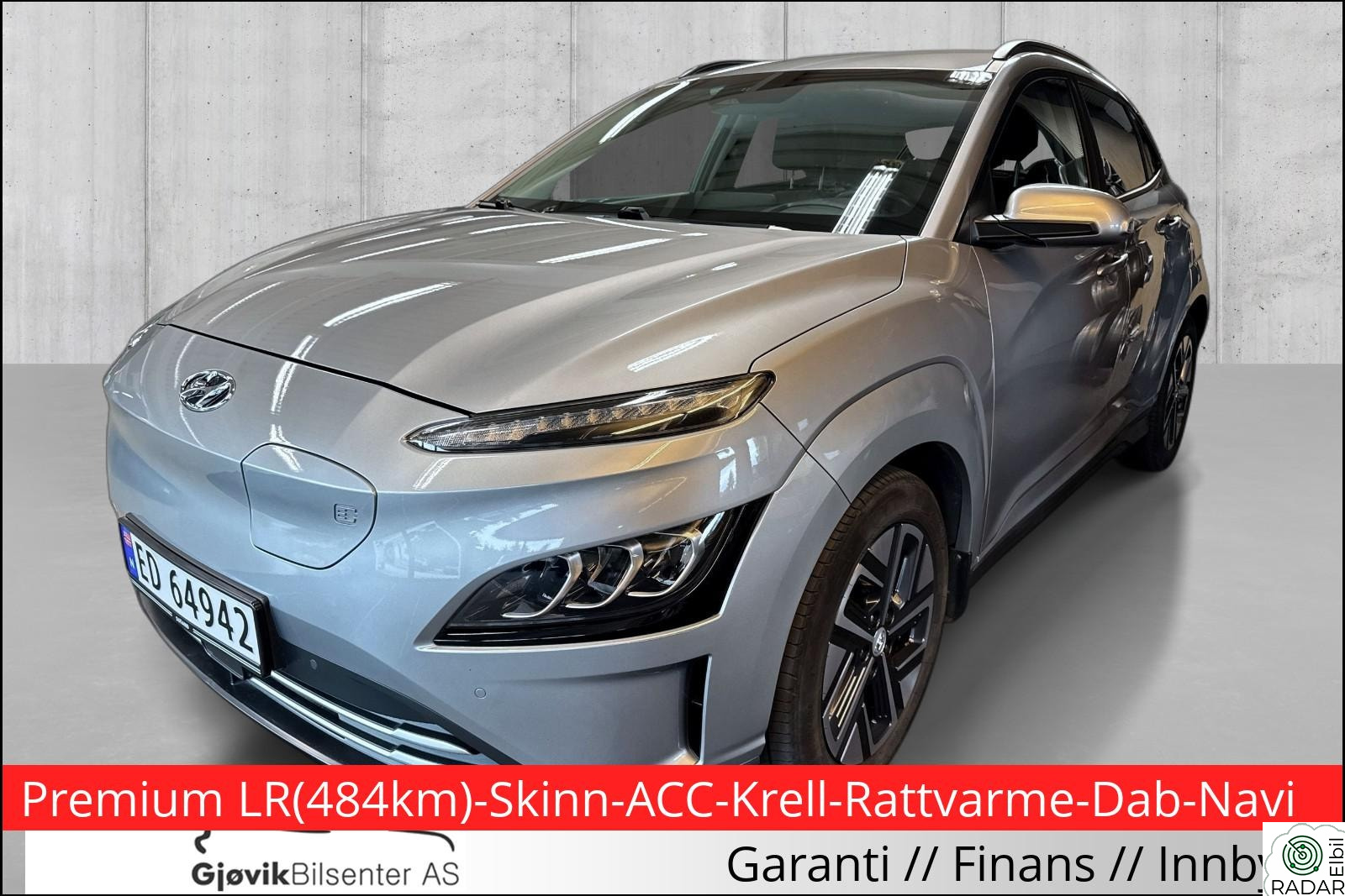 HYUNDAI Kona Premium LR(484km)-Skinn-ACC-Krell-Krok-Dab-Navi